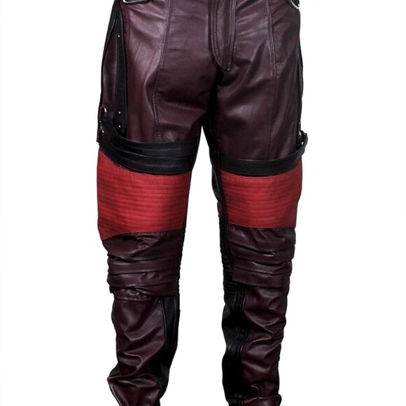 Stylish Men's Distressed Maroon Faux Leather Costume Jacket for Every Occasion